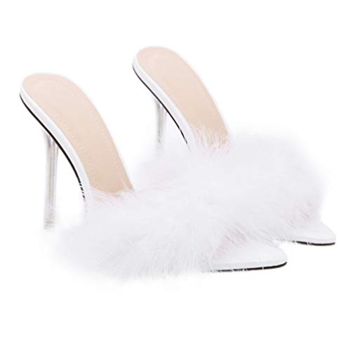 Holibanna 1 Paar Damen-Slipper Mit Transparenten Kristall-high-Heels Flauschige Sandalen von Holibanna