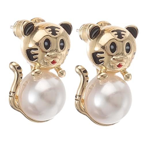 Holibanna 1 Paar Kreative Perlen Tiger Ohrringe für Frauen Einzigartiger Ohrschmuck und Vielseitig als für Familie und Freunde Passend zu Jedem Outfit von Holibanna