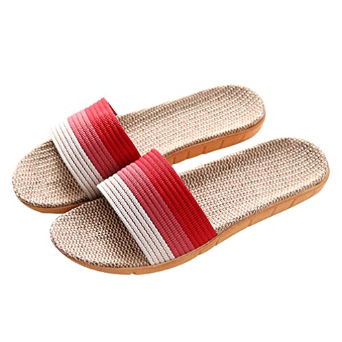 Holibanna 1 Paar Leinen Hausschuhe Badesandalen Klobige Sandalen Duschschuhe Sommerliche Strandschuhe Hausschuhe Für Gäste Anti-hausschuh Slipper Japan Obermaterial: Leinen Mann Rutschfest von Holibanna