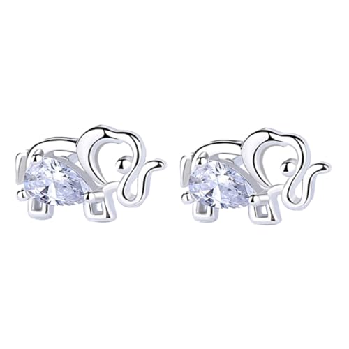 Holibanna Strass Ohrstecker Elefant 925 Silber Ohrringe Damen Zartes Design Eleganter Schmuck für Alltag und Partys von Holibanna