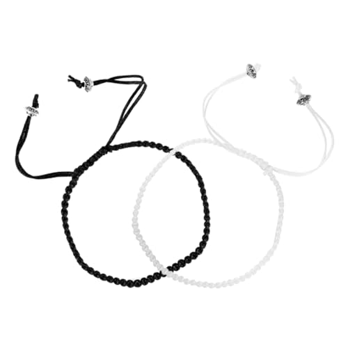 Holibanna 1 Paar Partner Armband für Geflochtene Seilarmbänder Verstellbare Freundschaftsarmbänder Schwarze Weiße Armbänder Perfektes für Valentinstag Besondere Anlässe von Holibanna