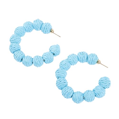 Holibanna 1 Paar Rattan Ohrringe für Damen Handgefertigte Raffia Ball Hoops Leicht Hautfreundlich für Sommer Strand Urlaub und von Holibanna