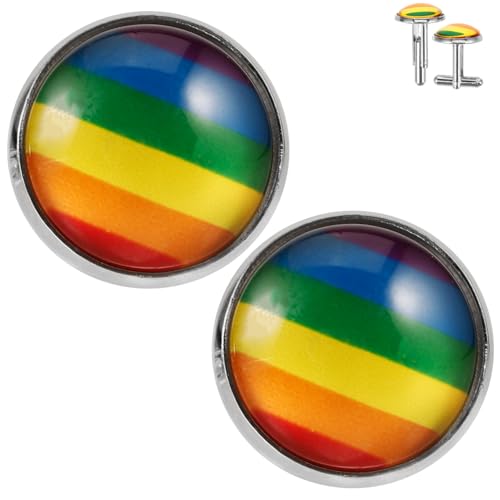 Holibanna Regenbogen-manschettenknöpfe Für Herren Anzug-manschettenknöpfe Einzigartige Geschenke Für Männer von Holibanna