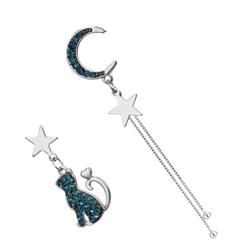 Holibanna 1 Paar Silber Ohrringe mit Asymmetrischem Katzen Mond und Stern Design Leichte Ohrhänger für Frauen und Mädchen für Partys und Besondere Anlässe Holibanna 1 Paar Silber Ohrringe mit Asymmetrischem Katzen Mond und Stern Design Leichte Ohrhänger für Frauen und Mädchen für Partys und Besondere Anlässe von Holibanna