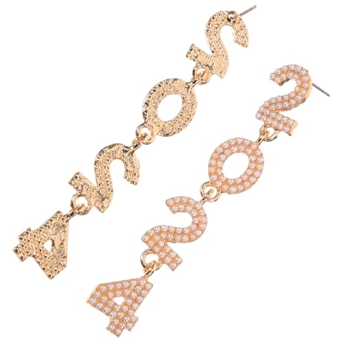 Holibanna 1 Paar Silvester-Ohrringe Für 2024 Silvester-Tanzparty-Ohrringe Goldene Zahlen-Ohrhänger Mit Weißen Perlen von Holibanna
