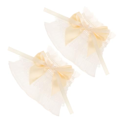 Holibanna 1 Paar Spitzenärmel Fußkettchen Netz Winterhandschuhe Damen Handwärmer Frauen Kurze Spitzenhandschuhe Gehämmert Brautkleidärmel Abnehmbar Band Manschette Fäustlinge Riemen Arm Weiß von Holibanna