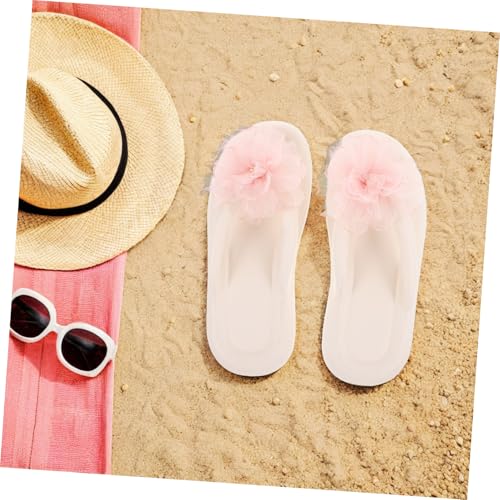 Holibanna 1 Paar Strandsandalen Mit Rosa Blumenmuster Für Damen, Runde Zehenpartie, Flach, Rutschfest, Zehentrenner, Sommerurlaubsschuhe Für Strand Und Freizeit, Größe 36–37 von Holibanna