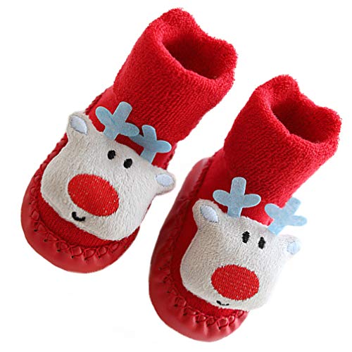 Holibanna 1 Paar Weihnachten Socken Für Kinder Socken Mit Weihnachtsmuster Für Kinder Rutschfester Hausschuh Neugeborene Krippenschuhe Sockenschuhe Baumwolle Baby Socken Schuhe Gemütlich von Holibanna