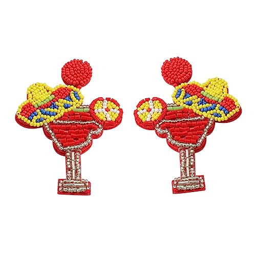 Holibanna 1 Paar Weinglas Ohrringe Perlen für Damen Handgefertigte Baumanhänger für Strandpartys und Besondere Anlässe Rot von Holibanna