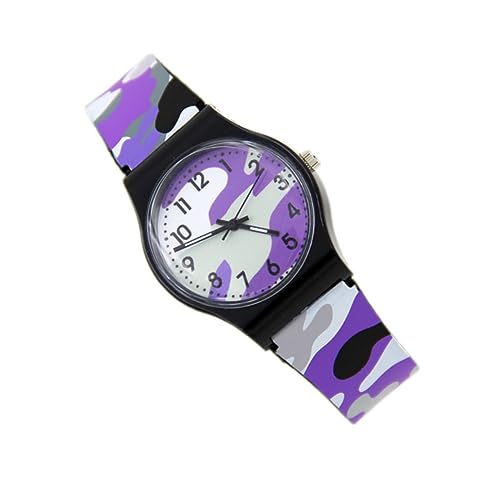 Holibanna 1 STK Camouflage-Uhr Tarnuhr Für Kinder Verstellbare Kinderuhr Coole Uhr Für Kinder Armbanduhr Für Mädchen Coole Kinderuhr Modische Kinderuhr Wenig Frisch Violett Plastik Geschenk von Holibanna