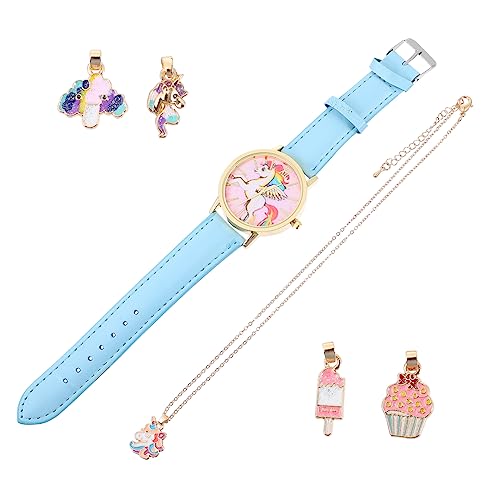 Holibanna 1 Satz 6 Stück Einhorn Uhr lernuhr kinderlernuhr kinderarmbanduhren Kinderuhr mit Buntem Armband Uhren analoge Uhr Handgelenk Uhr Damenuhr Rostfreier Stahl von Holibanna