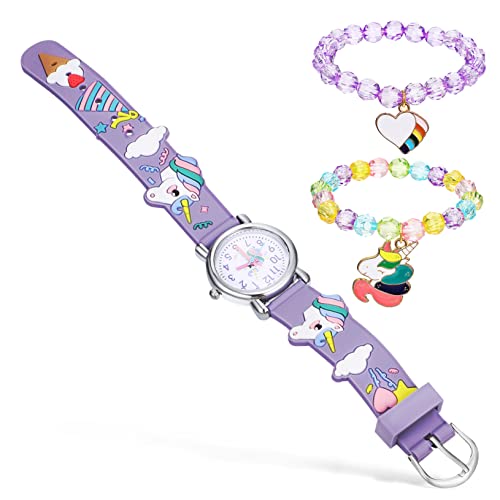 Holibanna Einhorn-Uhr Und Armband Mädchen Kinderuhren Mit Cartoon-Motiv Große Arabische Ziffern Quarzwerk Für Präzise Zeitmessung Als Geschenk Für Kleinkinder von Holibanna