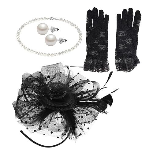 Holibanna Modisches Netzhut-set Spitzenhandschuhe Und Schmuck Für Teepartys Brautpartys Kirchenveranstaltungen Fotografie von Holibanna