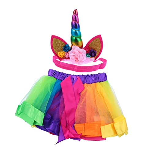 Holibanna 1 Satz Einhorn-Regenbogen-Kleid Haargummis für Kleinkinder Haargummis für Babys Baby-Kit Lagenkleid aus Ballett-Tüll Mädchen Tüllrock Regenbogen-Ballett-Tutu-Rock Rock tanzen Nylon von Holibanna