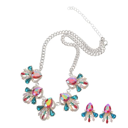 Holibanna 1 Satz Etnisches Schmuckset für Frauen Halskette und Ohrringe mit Funkelnden Strasssteinen für Hochzeiten Partys und Besondere Anlässe Elegantes Design für Look von Holibanna