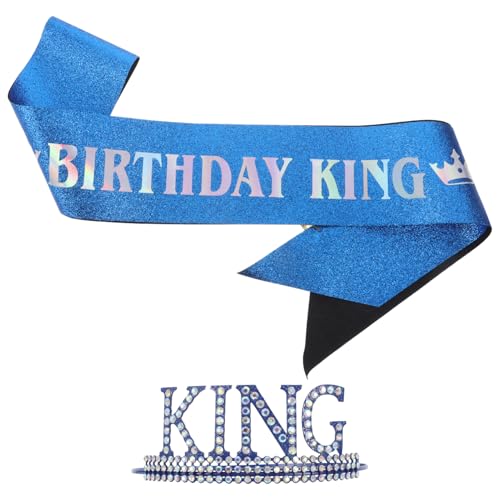 Holibanna Geburtstagsparty-dekoration Für Männer Mit Königskrone Und Schärpe Set Für Geburtstagsfeier Accessoires Für Herren Verstellbare Krone Und Schärpe Für Feiern von Holibanna