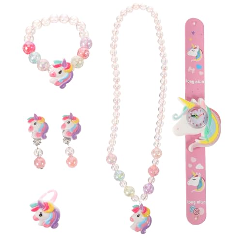 Holibanna 1 Satz Mädchen Schmuck Einhornuhr Für Mädchen Im Alter Von 4-7 Jahren Einhorn Schmuck Einhornkette Für Mädchen Armbänder Für Kleine Mädchen Kieselgel Kleines Mädchen Halskette-Set von Holibanna