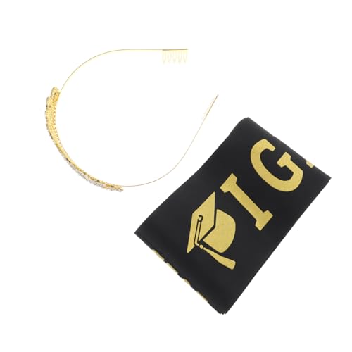 Holibanna 1 Satz Graduierungs-schultergurte Abschluss-schärpe-kit Geburtstagskrone Königskrone Geburtstagsschärpe Für Frauen Abschlussfoto-requisiten Kronmänner Schärpe Und Satinstoff Black von Holibanna