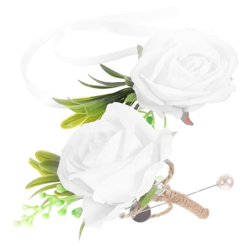 Holibanna 1 Satz Hochzeits Corsage Set mit Handgelenk Blumenarmband und Ansteckblume Kunstblumen Teiliges Set Weiß für Brautjungfern und Hochzeitsgäste von Holibanna