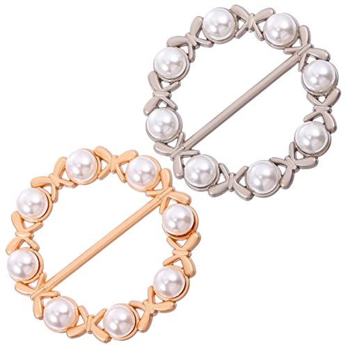 Holibanna 1 Satz Imitation Perlen Schal Schnalle Zinklegierung Schal Clips Für Frauen Langlebig Und Für Verschiedene Anlässe in Mattgold Und Silber 2 Stück von Holibanna