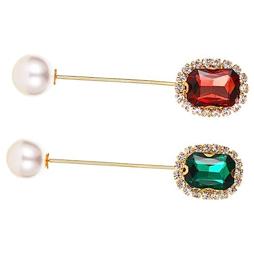 Holibanna 2stücke Perlenbrosche Für Damen Perlenanstecknadel Als Modeschmuck Bling-brosche Für Anzüge Und Kleider Hutnadel Für Elegante Anlässe Broschennadel Für Kragen Und Corsagen von Holibanna