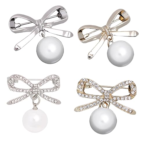 Holibanna 1 Satz Rhinestone Bowknot Broschen Antipeeping Broschen Für Damen Eleganter Schmuck Für Kleidung Schals Taschen Und Dekoriert Mit Kunstperlen Und Strass 4 Stück von Holibanna