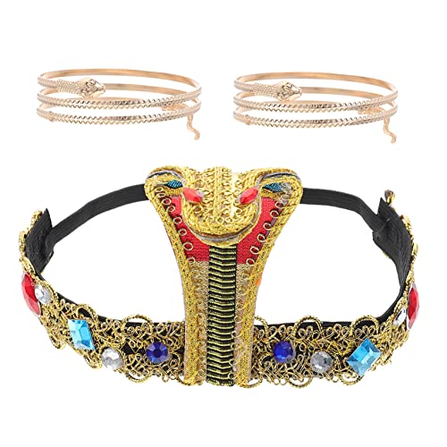 Holibanna Manschettenarmband 1 Satz Schlangen-stirnband-armband -statue Schlangenober Halloween-haarband Halloween-schlange-stirnband Schlangen Brauthaar Polyester Göttin Ägypten Damen von Holibanna