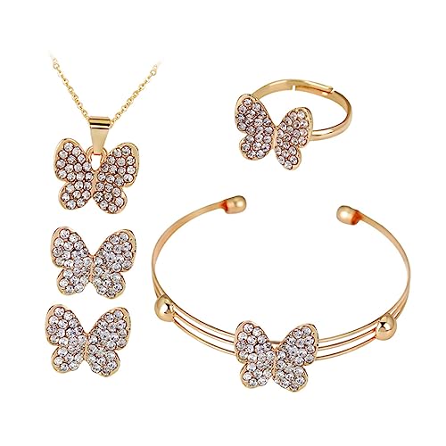 Holibanna 1 Satz Schmetterling Schmuck Set Geschenk Ring Für Damen Schmetterlinge Armreif Schmetterlinge Schmuck Schmetterlinge Ohrstecker Fräulein Legierung Armband Fein von Holibanna