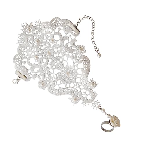 Holibanna 1 Stück Finger Ring Armband Retro Spitze Integrierte Hochzeitsarmband für Bräute Weiß Perfektes Accessoire für Großen Tag von Holibanna