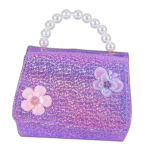 Holibanna Mini Crossbody Bag Mit Blumenmuster Perlenhandtasche Für Junge Mädchen Abnehmbarer Schultergurt Violette Farbe Leicht Geeignet Für Schmuck Und Snacks von Holibanna
