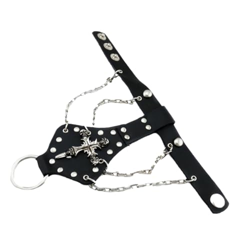 Holibanna 1 Stück Punk Stil Handgelenkband mit Schädel und Kreuzmuster Schwarzes Lederarmband für Damen und Herren für Partys Modisches Accessoire von Holibanna