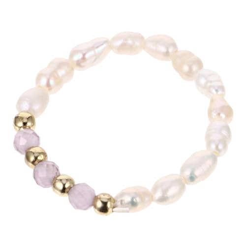 Holibanna Perlen Ring Handgemacht Damenring Strass Perle Modering Finger Ring Damenschmuck Vielseitig von Holibanna