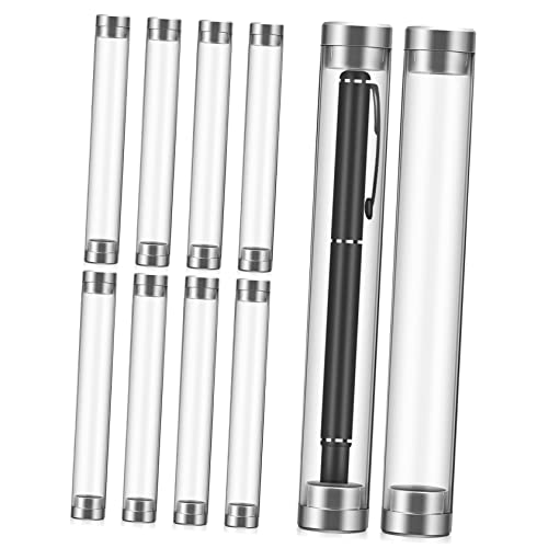 Holibanna 10 Stück Teiliges Acryl Rohr Stifteetui Transparent Zylindrischer Kugelschreiber Aufbewahrungsbehälter mit Stoppern Kratzfestes Langlebiges Material für Schreibtisch und von Holibanna