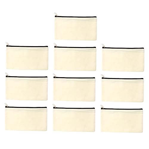 Holibanna 10 Stück Teiliges Canvas Stiftetui Schwarze Federmäppchen aus Segeltuch mit Reißverschluss Multifunktionale Kosmetiktasche und Reisebeutel Blanko DIY zum Bemalen und Besticken für von Holibanna