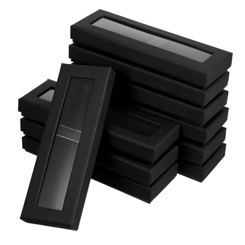 Holibanna 10 Stück Teiliges Schwarzes Stifte Etui mit Transparentem Sichtfenster Stabile Geschenkboxen für Füllfederhalter Kleine Aufbewahrungsboxen zum Sicheren Verpacken und Präsentieren von Holibanna