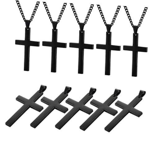 Holibanna 10stücke Schwarze Kreuz-kettenhalskette Mit Kreuz-anhänger Für Herren Frauen Und Teenager Langes Schmuckstück Zum Gebet Für Alltag von Holibanna