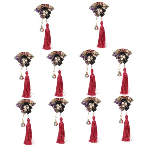 Holibanna 10St Fächerkopfschmuck im japanischen Stil weihnachtsgeschenke weihnachts präsente geburtstags mitbringsel die Blumen Ausgabekarte Haarnadel Ventilator Fräulein Haarschmuck Stoff von Holibanna