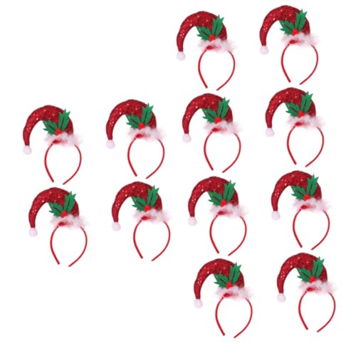 Holibanna 12 Stk Weihnachten Gebogener Hut Stirnband Nikolausmütze Stirnband Erwachsene Stirnband Aus Geweihhorn Haarbänder Für Weihnachtskostüme Kleidung Baby Stoff Haarschmuck Erwachsener von Holibanna