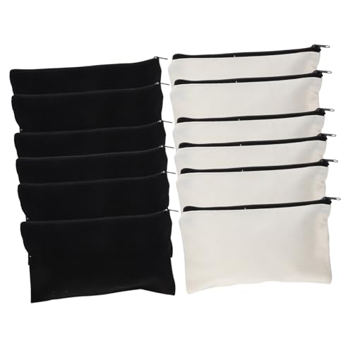 Holibanna 12 Stück Teiliges Canvas DIY Kosmetiktaschen mit Reißverschluss Große Kapazität Robuste Scheuerfeste Kulturtaschen für Make Up Reise und Toilettenartikel Vielseitig zum von Holibanna