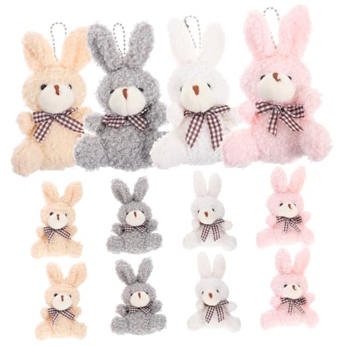 Holibanna 12 Stück Teiliges Plüsch hasen Schlüsselanhänger Weiche Kuscheltiere in Rosa Weiß und Apricot Flauschige Anhänger für Rucksack Tasche Schlüssel Vielseitige Hängedeko von Holibanna