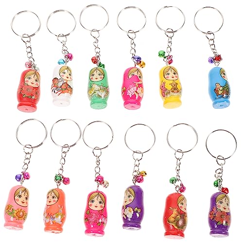 Holibanna 12stücke Holz Schlüsselanhänger Russische Puppen Schlüsselanhänger Tasche Hängen Ornament Kreativ Bezaubernd von Holibanna