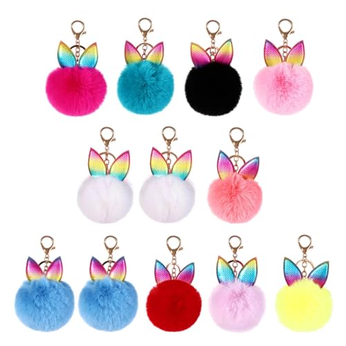 Holibanna 12stücke Plüsch Furry Schlüsselanhänger Dekorative Schlüsselringe Mit Bunten Pompons Für Taschen Und Schlüssel Als Für Persönliche Accessoires von Holibanna