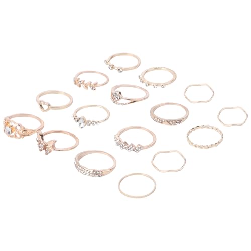 Holibanna 16 Stück Teiliges Damen Accessoire Set Langlebigem Legierungsmaterial mit Funkelnden Rhinestone Ringen für Vielfältige Anlässe von Holibanna