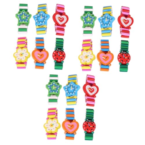Holibanna Scherz Uhr 18 STK Weihnachts-Slap-armbänder Betrachten Kunsthandwerk Aus Holzuhren Simulationsuhr Kidcraft-spielset Spielzeug Holz Uhr Holzhandwerk Karikatur Anschauen Kind Bambus von Holibanna