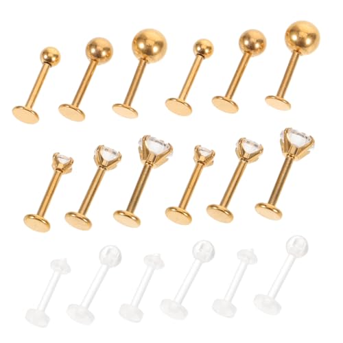 Holibanna 18 Stück Teiliges Labret Barbell aus Edelstahl mit Flachem Rücken und Zirkonbesatz Ergonomisch Geformte Lippen Tragus Helix piercings in Mehreren Unisex für Alltag und Festivals von Holibanna