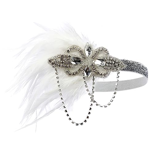 Holibanna 1920er Stirnband Halloweenkostüm Schwarzes Haarband Kleidung Für Frauen-outfits Haarschmuck Schwarze Haarspangen Tolles Gatsby-stirnband Haarband Für Cocktailpartys Fräulein Weiß von Holibanna