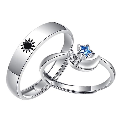 Holibanna Paarringe Für Passender Ring Aus Metalllegierung Mit Stern Und Sonnenmuster Als Valentinstagsgeschenk Für Hochzeiten Und Partys Geeignet von Holibanna