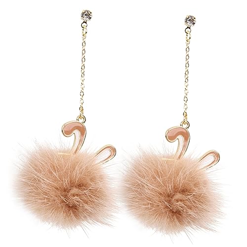 Holibanna 1Paar Plüsch Pom Pom Ohrringe mit Kaninchenohren für Frauen Trendige Leichte Dangle Ohrringe für Geburtstage und Besondere Anlässe von Holibanna