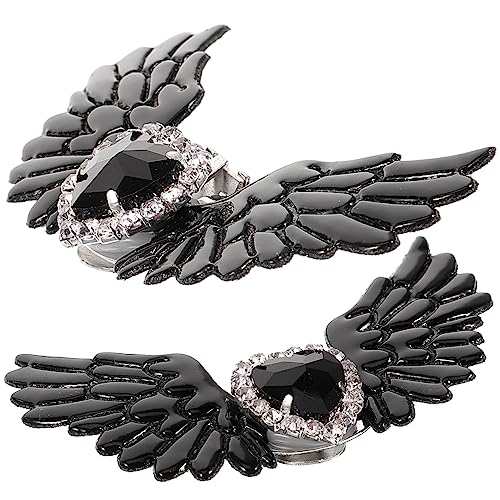 Holibanna 1Paar Flügel Schuhschnallen mit Strassdekoration für Damen Hochzeits Schuhclips Herz-rhinestone Schuhcharms Dekorative Schuh Clips für Besondere Anlässe Langlebig und Sicher von Holibanna