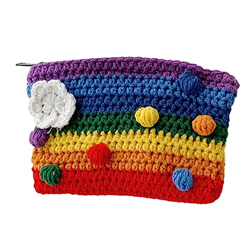 Holibanna Regenbogen Geldbeutel Gestrickte Handtasche Wechseltasche Handytasche Geldbörse Gestrickt Bunt Platz Für Schlüssel Make-up Accessoires von Holibanna